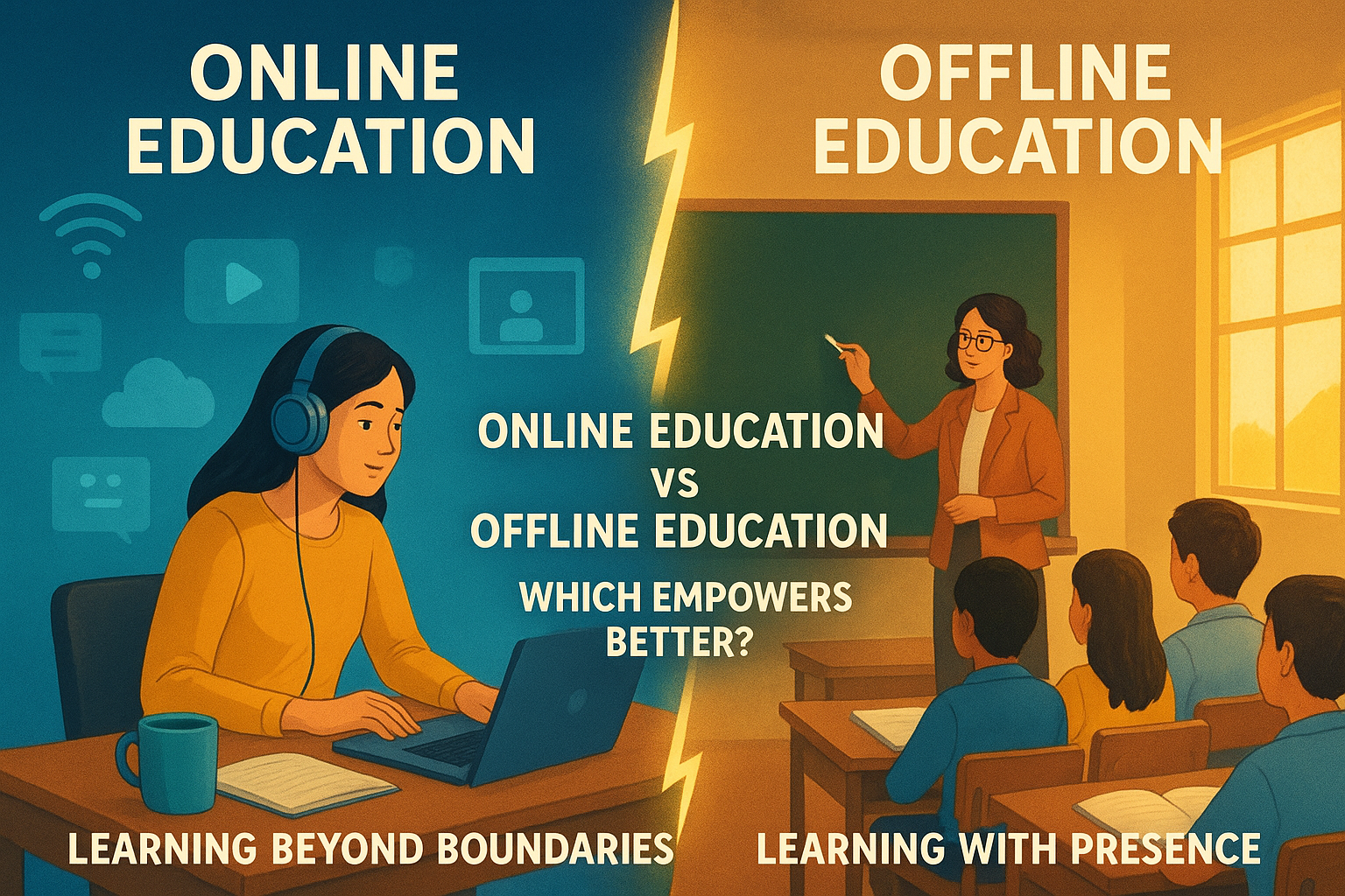 online education vs offline education gd topic