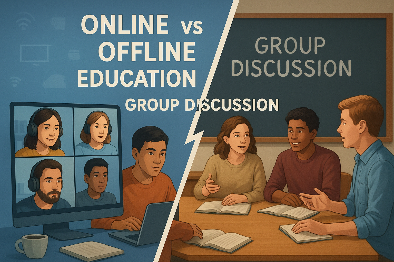 online vs offline education group discussion